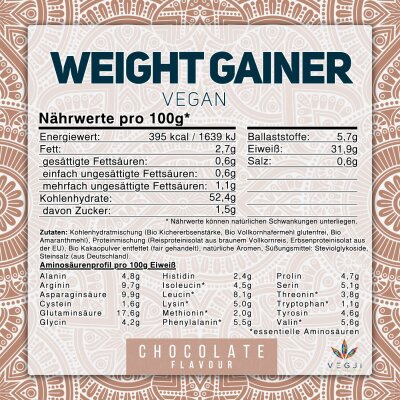 VEGJi Weight Gainer Vegan - 1000g Schoko