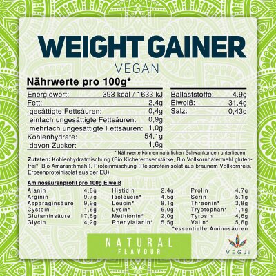 VEGJi Weight Gainer Vegan - 1000g Natur