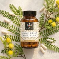 VEGJi Vitamin D3 4.000 IE + Vitamin K2 MK-7 100 µg - 120 Kapseln, in Braunglas-Verpackung