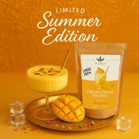 VEGJi Dream Cream Protein  500g, Limited Edtion Mango Lassi, extra cremiges veganes Proteinpulver, 79% Protein, enthält alle essentiellen Aminosäuren, ohne Sucralose