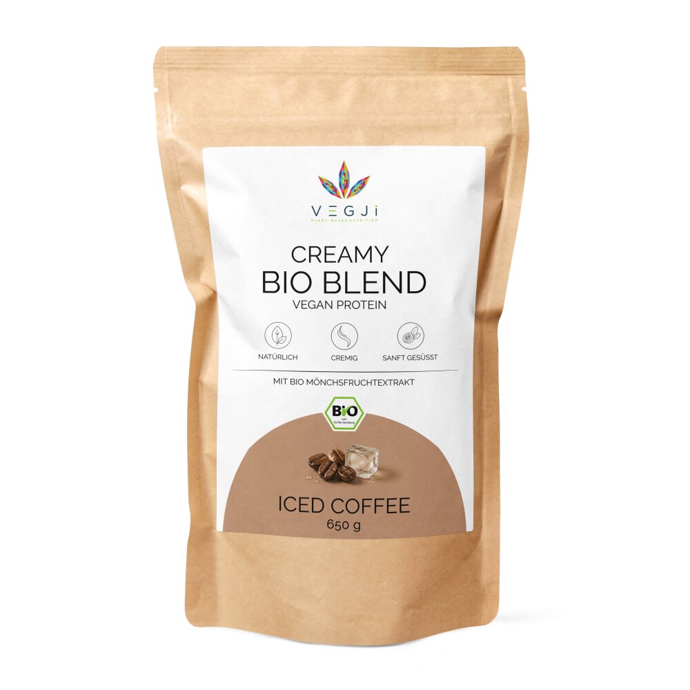 Bio Vegan Protein Iced Coffee | 76% Protein | Lecker Cremig | 650g | 4K | Ohne Soja | VEGJi