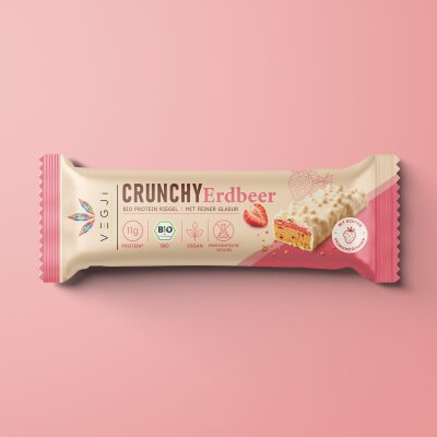 Crunchy Erdbeer veganer Bio Proteinriegel mit...