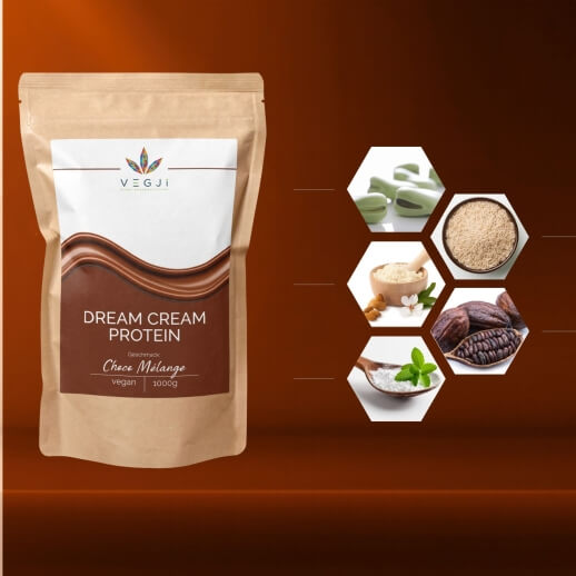 Vegan Dream Cream Protein Schoko-Geschmack Bilder mit Zutaten
