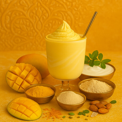 Dream Cream Protein Mango Lassi mit einzelnen Zutaten