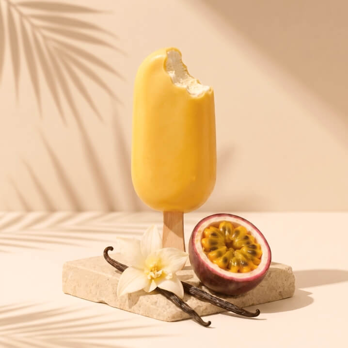Dream Cream Protein - Vanille-Maracuja-Eis am Stil mit Passionsfrucht und Vanilleschote