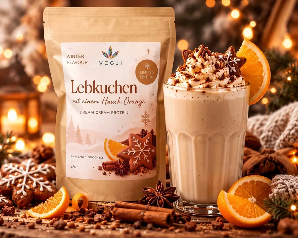 VEGJi Dream Cream Lebkuchen Winter Edition mit cremigem Shake und Orange